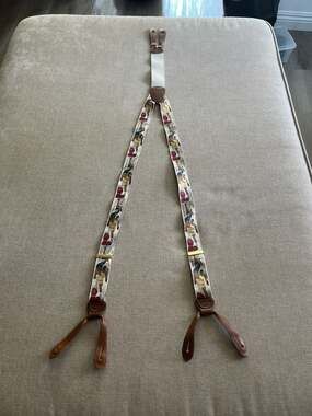 Vintage Trafalgar Limited Edition Silk Basketball Braces Suspenders with Leather